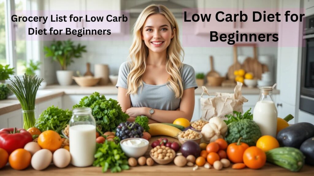 “34-year-old blonde woman shopping for low carb groceries – Beginner Low Carb Diet for Beginners”