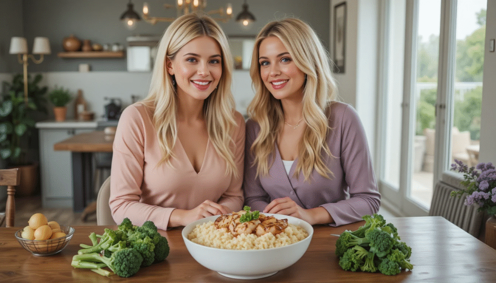 Low carb chicken and cauliflower rice bowl – healthy everyday meal.