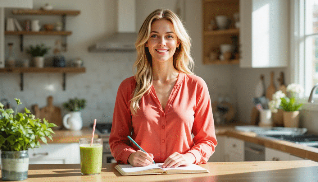 Smiling woman celebrating her progress on a Low Carb Diet for Beginners, keeping her lifestyle consistent.