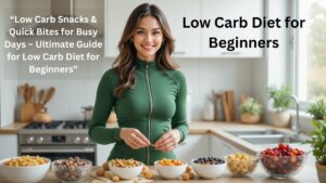 Woman preparing low-carb snacks in a modern kitchen for low-carb diet beginners.