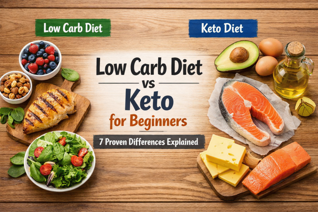 Low Carb Diet vs Keto for Beginners comparison of low carb and keto foods