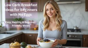 Low carb breakfast ideas for beginners with no eggs prepared in modern kitchen