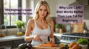 Healthy USA woman preparing salmon and avocado demonstrating Why Low Carb Diet Works Better Than Low Fat for Beginners